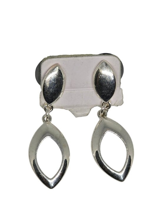 Liz Claiborne Jewelry - Liz Claiborne Silver Tone Open Marquise Dangle Drop Earrings Pierced Vintage